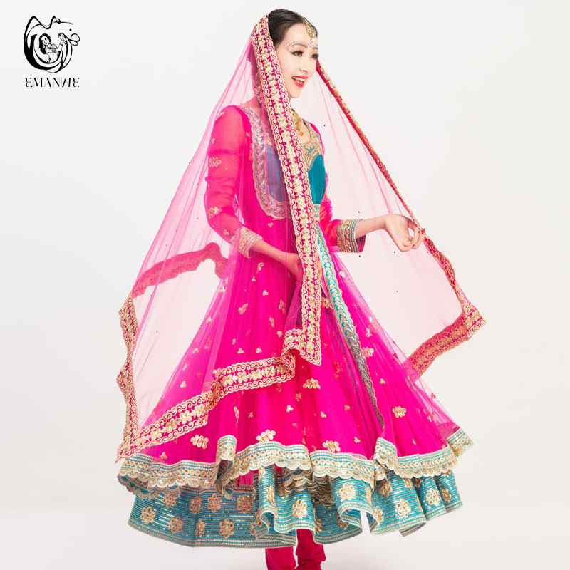 インド サリー民族 衣装 ダンス 刺繍 スリット ドレス サリカ タック エキゾチック レディース