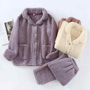 レディース パジャマ ルームウェア リラックス メンズ 厚手 起毛 暖かい 冬 コーラル 起毛 シンプル 屋外着 カップル ホーム 服 セット