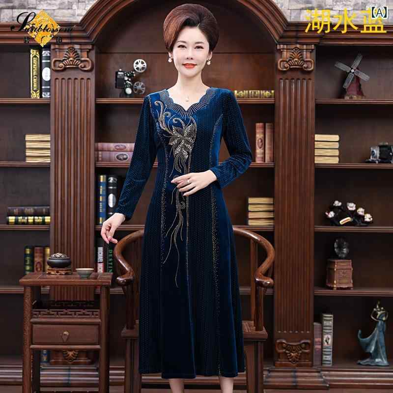 婦人服 ファッション 上品 おしゃれ レディース 淑女 秋冬 エレガント ドレス ワイド レディ Vネック 起毛 aライン スカート