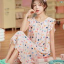 ルームウェア レディース リラックス パジャマ 韓国 エクストラ ロング ネグリジェ 綿 ノースリーブ フリル 夏 綿 ゆったり 快適 ホームウェア