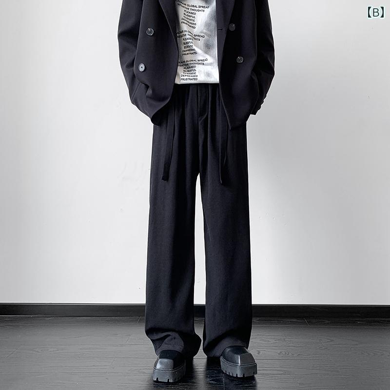 メンズ ズボン ゆったり おしゃれ ファッション パンツ 夏 ストレート 大きいサイズ ドレープ ワイドレッグ フロア レングス カジュアル パンツ