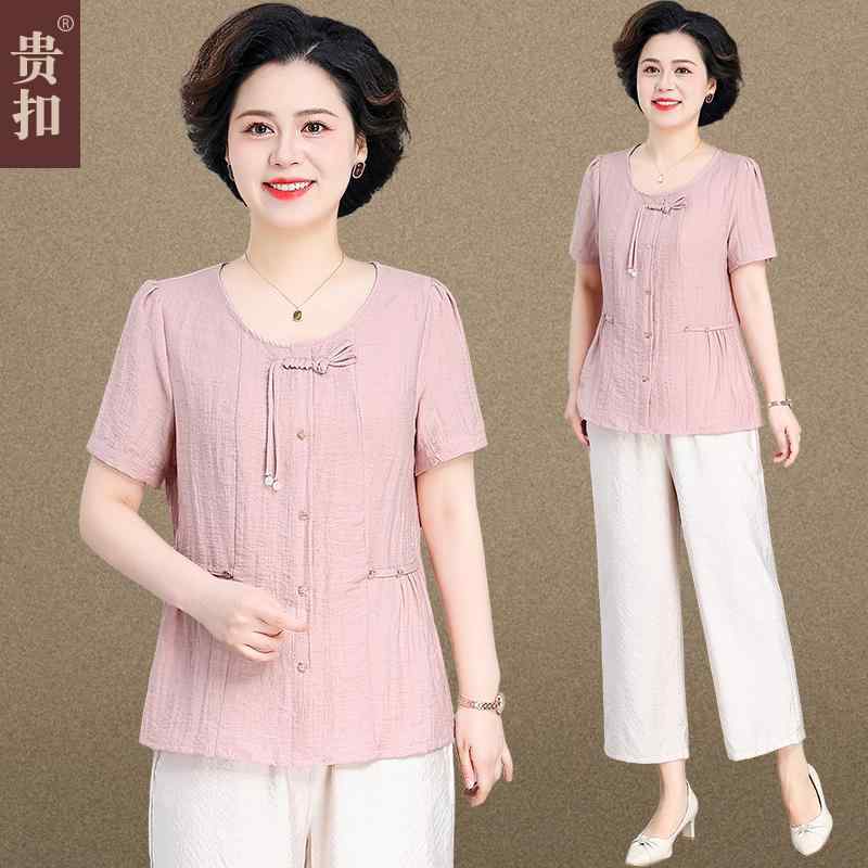 婦人服 ファッション レディース おしゃれ 上品 夏 セットアップ 半袖 Tシャツ チャイナ風 シャツ 夏 トップス