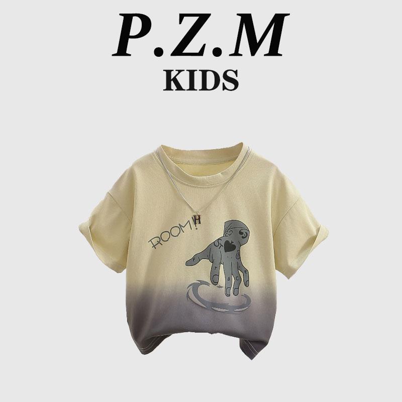 キッズ ファッション 夏 トップス かわいい おしゃれ ボーイズ グラデーションプリント 半袖 Tシャツ 子供 トレンディ クール Tシャツ ストリート