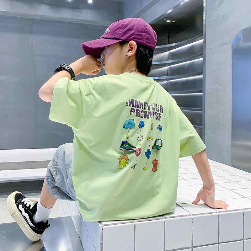 男の子 Tシャツ 半袖 ファッション キッズ 子供 カジュアル おしゃれ 夏 夏 大きめ ゆったり 綿 トップス 夏