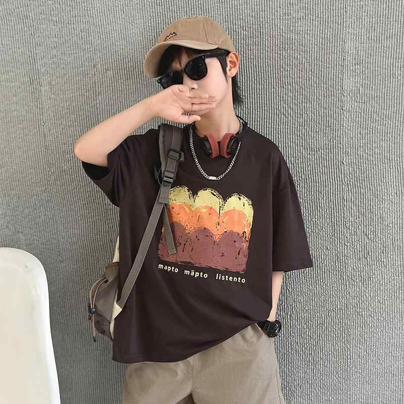 男の子 Tシャツ 半袖 ファッション キッズ 子供 カジュアル おしゃれ 夏 大きめ ゆったり 夏 イン トップス クール