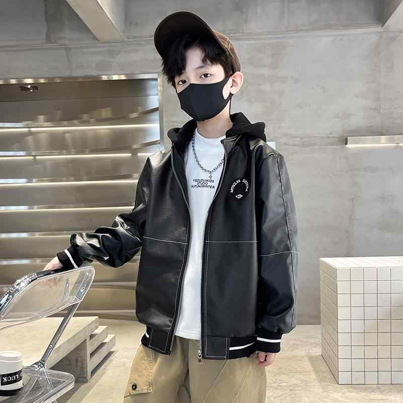 アウター 男の子 ジャケット ジャンパー おしゃれ ボーイズ レザー 春秋 子供 春 レザー フード トップス