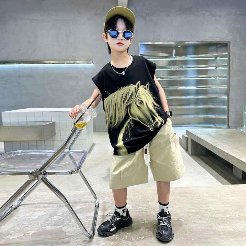 男の子 ファッション ボーイズ 子供 夏 おしゃれ セットアップ ボーイ ノースリーブ タンクトップ 薄手 涼しい