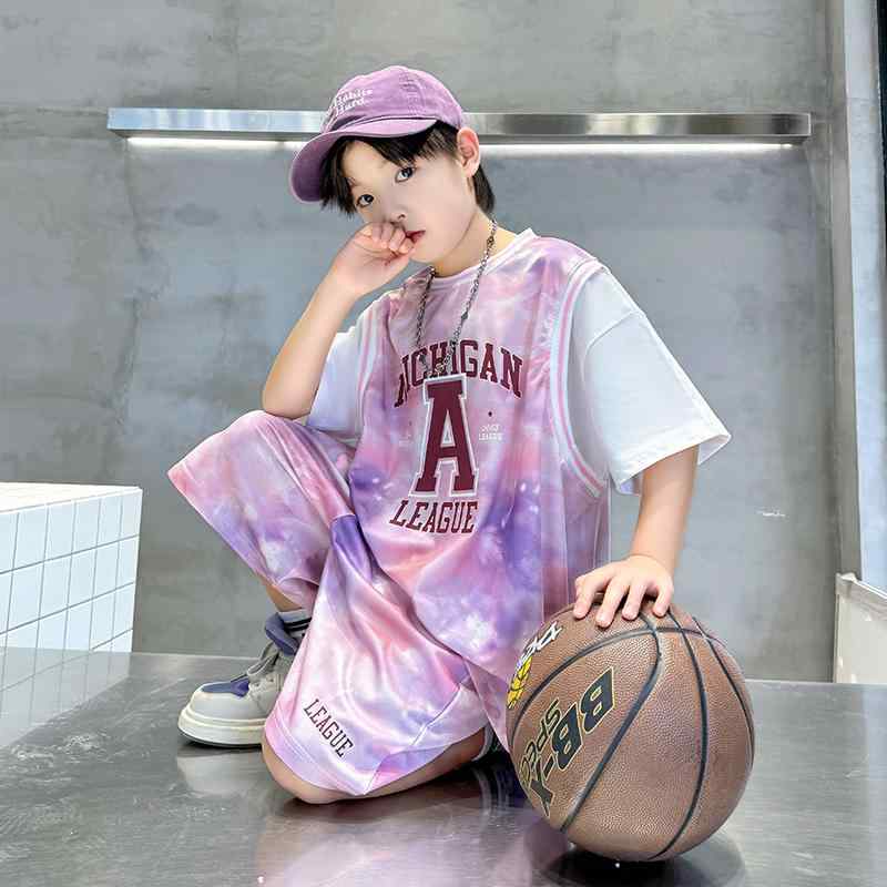 キッズ ファッション トップス 男の子 カジュアル おしゃれ 夏 半袖 服 速乾 スポーツウェア 大きめ ゆったり バスケットボール 服 薄手 涼しい