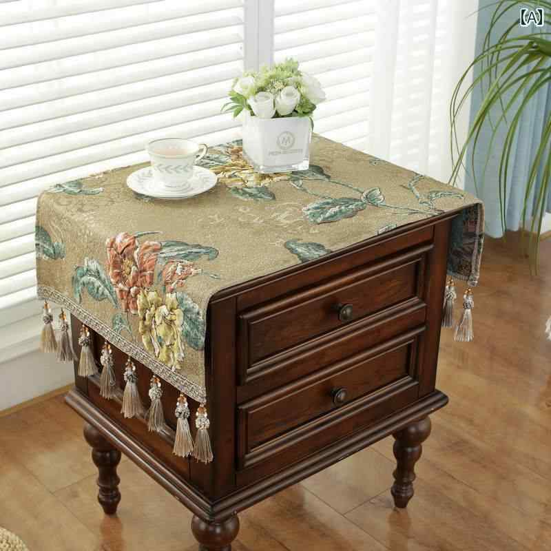サイドテーブル カバー おしゃれ インテリア ほこりよけ チャイナ風 ベッド 生地 軽量 涼しい 寝室 ドレッシング 長方形 ダスト ダスト 布 パッド