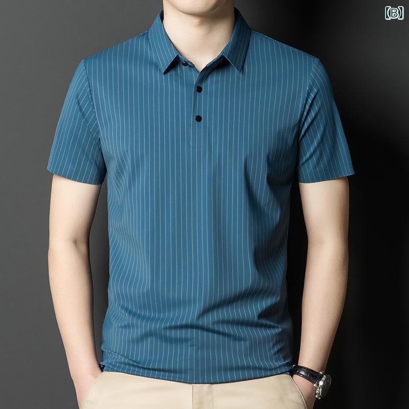 トップス メンズ ファッション 半袖 夏 ストライプ 薄手 涼しい ストレート タイプ Tシャツ