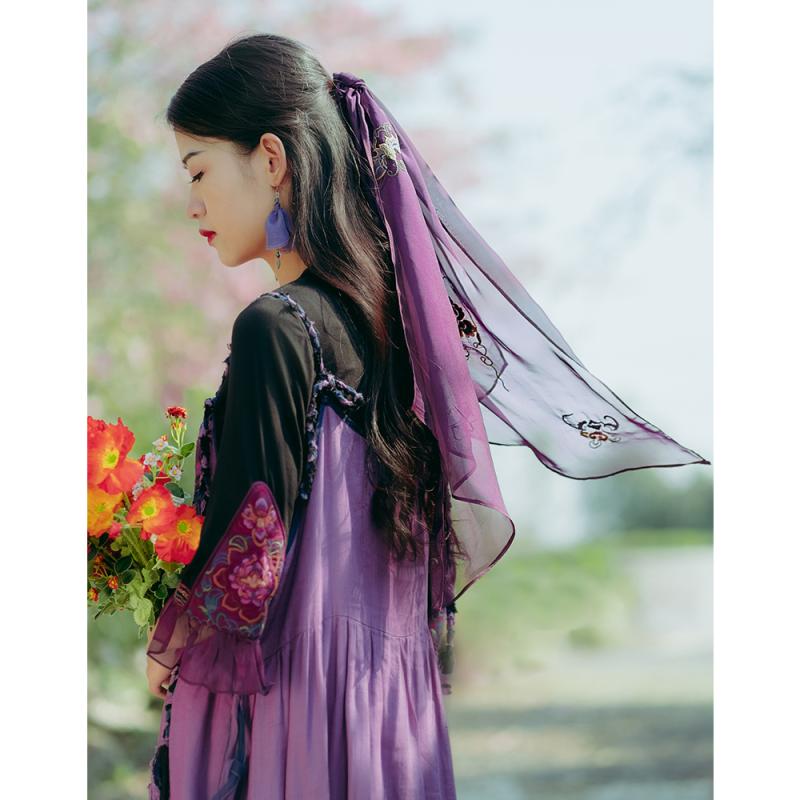 ヘアアクセサリー レディース レトロ 刺繍 チャイナ風 漢服 ヘア アクセサリー アクセサリー ヘッド スカーフ ヘア バンド 頭飾り