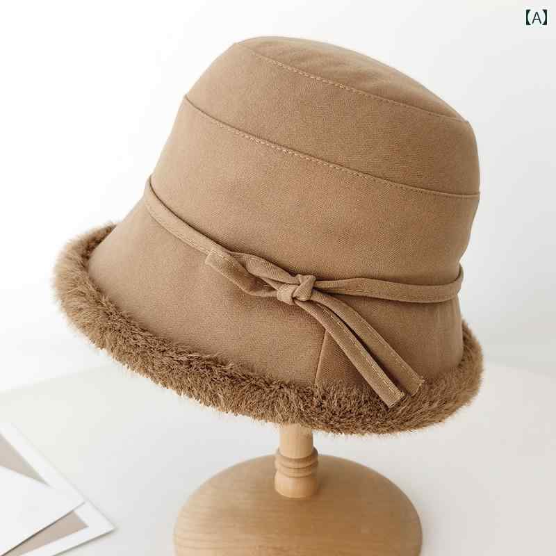 レディース おしゃれ ファー エッジ 暖かい 帽 秋冬 顔 見せ小 鉢 帽子 顔 隠し 無地 帽子 トレンド