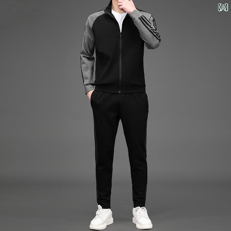 セットアップ メンズ 長袖 カジュアル エイジ セットアップ 春秋 ゆったり ランニング スポーツウェア 2点 セット