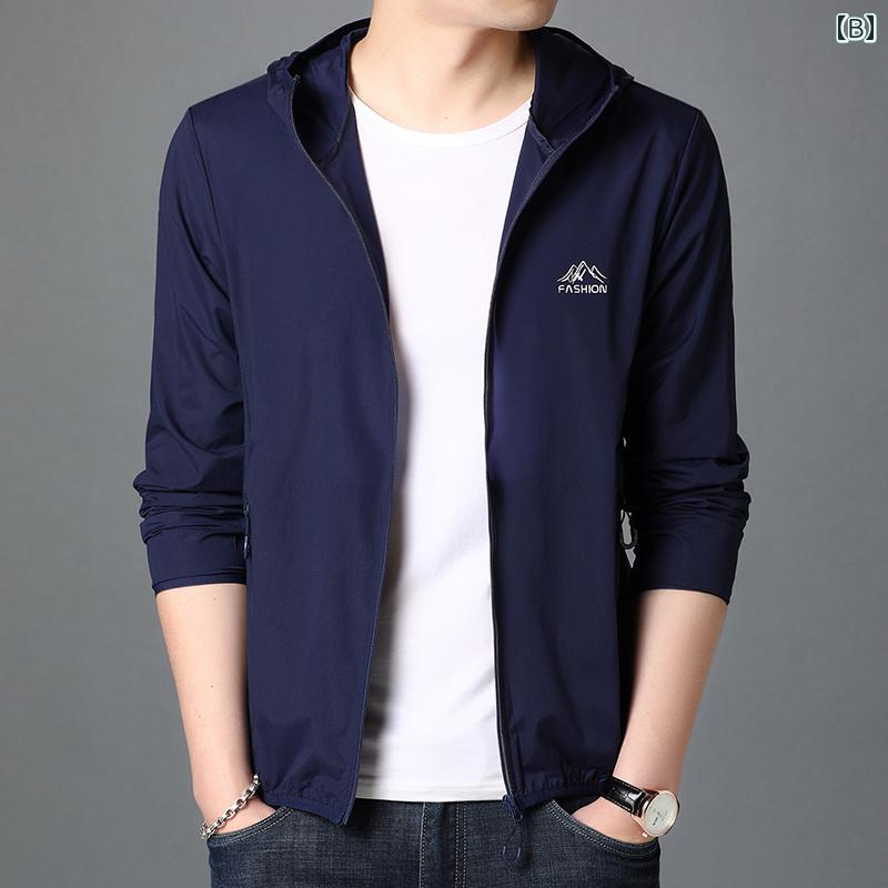 メンズ ファッション シンプル おしゃれ 夏 ひんり 薄手 涼しい 日焼け防止 服 防風 ジャケット 春秋 薄手 涼しい ジャケット