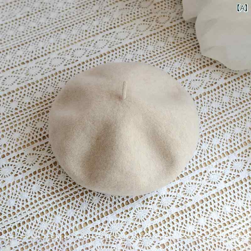 レディース ウール ベレー 帽 秋冬 暖かい おしゃれ フレンチ ペインター ハット 和菓子 かぼちゃ つぼ..