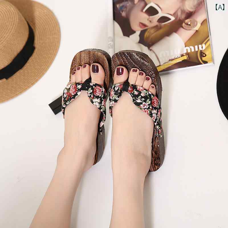 下駄 サンダル 夏 家 スリッパ 中国式 木 スリッパ 着物 ビーチ 木 靴