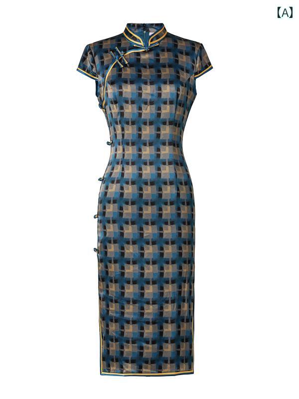 レディース ム ミ ドレス レーヨン レトロ チャイナ ドレス