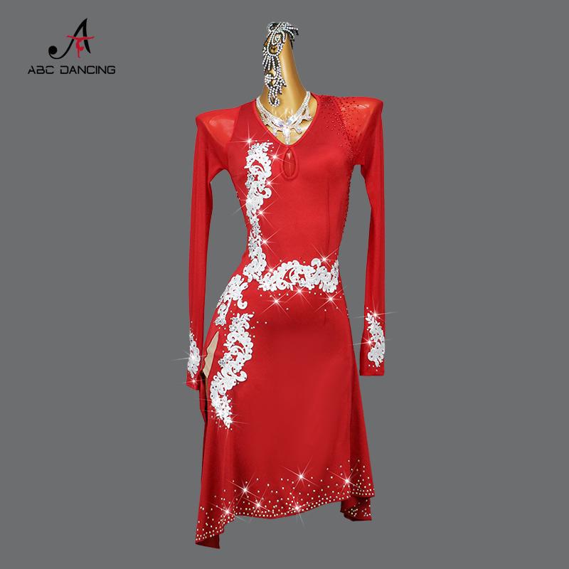 ダンス 衣装 パフォーマンス 赤 ラテンダンス 競技 服 大人 子供 ドレス