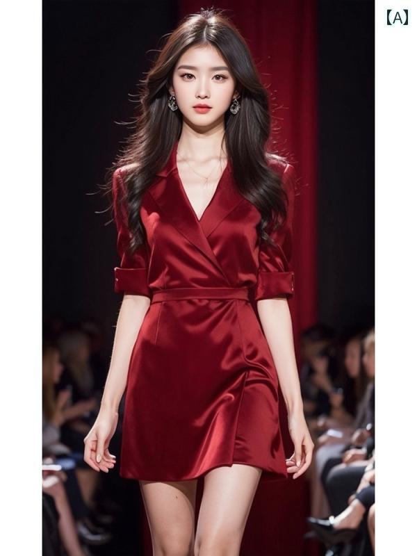 レディース ファッション ティーブレイク フレンチ ボルドーレッド セットアップ ドレス 夏 精巧 見栄え スカート