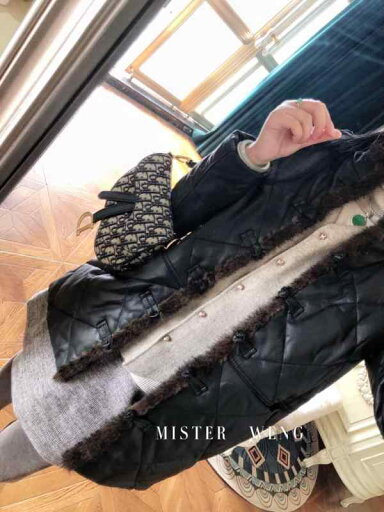 シープスキン ファー 詰めた ダウン 暖かい スリム チャイナ風 ボタン ダウン レザージャケット シープスキン ファー 詰めた ダウン 暖かい スリム チャイナ風 ボタン ダウン レザージャケット