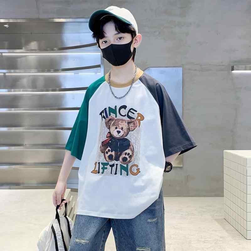 男の子 Tシャツ 半袖 ファッション キッズ 子供 カジュアル おしゃれ 夏 夏 大きめ ゆったり 綿 トップス 夏