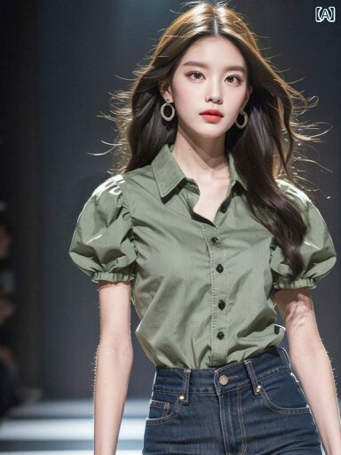 レディース ファッション フランス ユニーク グリーン 半袖 シャツ トップスス 夏 婦人服 美しい トップスス レディース ファッション フランス ユニーク グリーン 半袖 シャツ トップスス 夏 婦人服 美しい トップスス