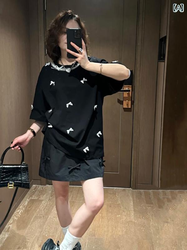 レディース ファッション 小柄 夏 服 婦人服 塩 軽量 涼しい 大人 旅行 服 セットアップ スカート セット マッチ(4)