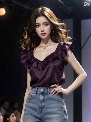 レディース ファッション 早春 トップスス 婦人服 西洋 ユニーク 紫 フリル フライング スリーブ シャツ レディース ファッション 早春 トップスス 婦人服 西洋 ユニーク 紫 フリル フライング スリーブ シャツ