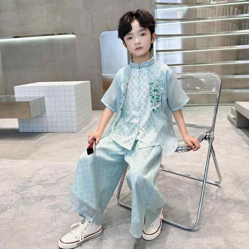 男の子 ファッション ボーイズ 子供 夏 おしゃれ 漢 セットアップ チャイナ風 レトロ 唐 セットアップ トレンド