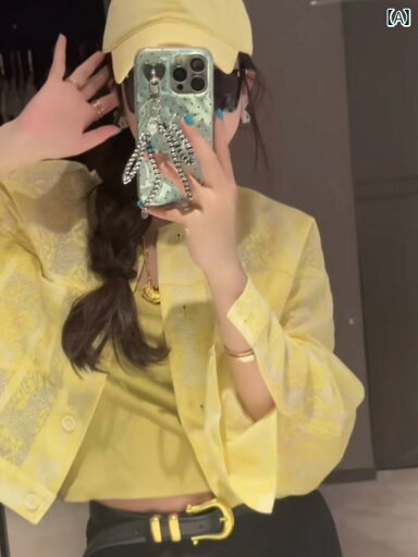 レディース ファッション ユニーク スモール トップスス イエロー 日焼け防止 シャツ 夏 美しい 小さめ シャツ レディース ファッション ユニーク スモール トップスス イエロー 日焼け防止 シャツ 夏 美しい 小さめ シャツ