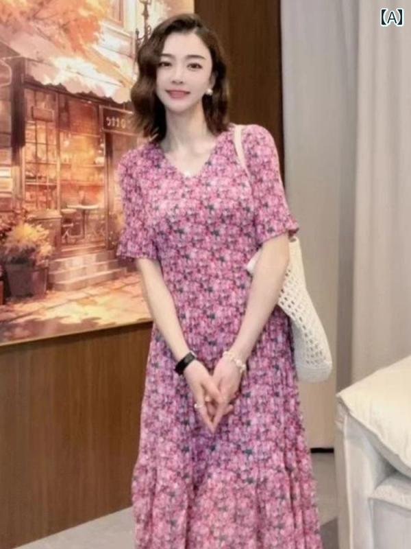 レディース ファッション ティーブレイク フレンチ 凛 休日 スリム 花柄 ドレス 夏