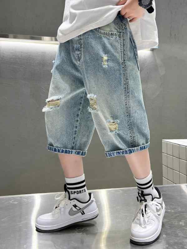 デニム パンツ 男の子 ボーイズ 子供 カジュアル 夏 薄手 涼しい ショート 夏 ジーンズ 夏 トレンド