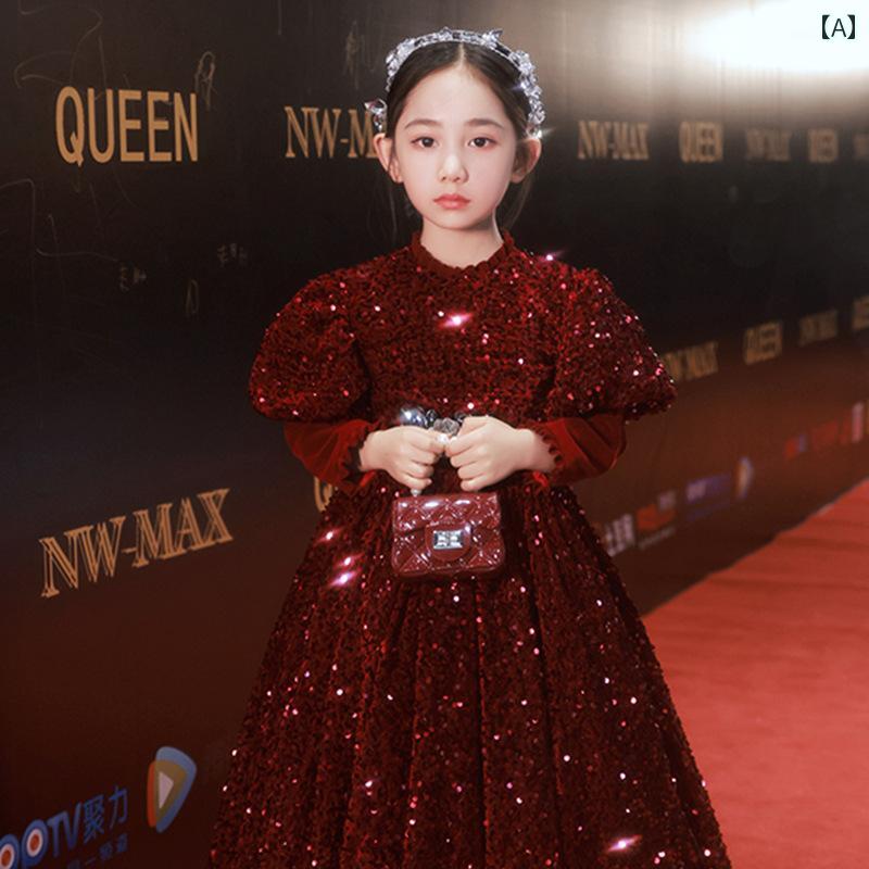 楽天おうち健康生活女子 ドレス かわいい 少女 ピアノ 発表会 ステージ 秋 スパンコール キラキラ キラキラ キラキラ 小さめ プレゼンター 誕生日 フラワーガール パフォーマンス