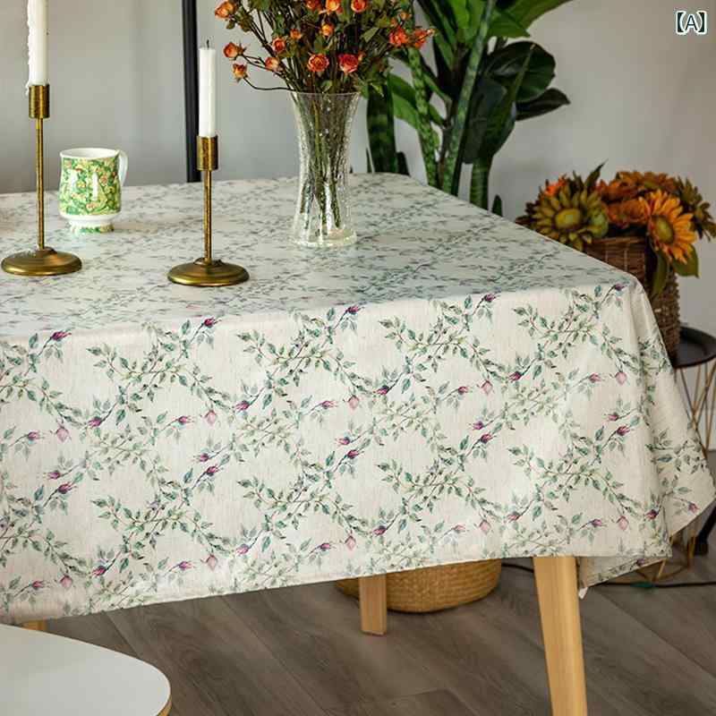 テーブルクロス おしゃれ インテリア ティー コーヒー 防水 耐油性 洗濯 不要 長方形 軽量 涼しい フレンチ ロマンチック 花柄 ホーム