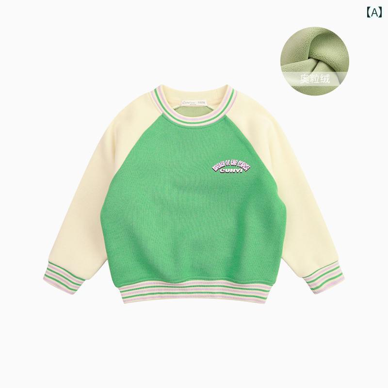 女子 ファッション かわいい キッズ 服 トレーナー 秋冬 小 起毛 コントラスト ラグランスリーブ 長袖