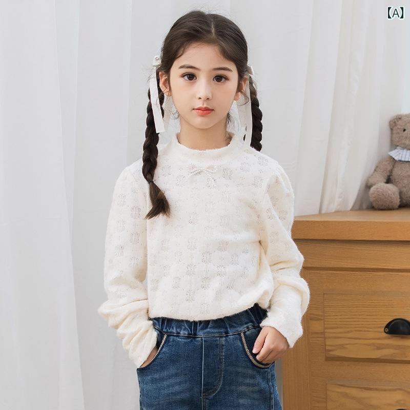 女子 ファッション かわいい キッズ 起毛 ボトム シャツ ハーフ タートルネック 春秋 トップス 秋 イン..