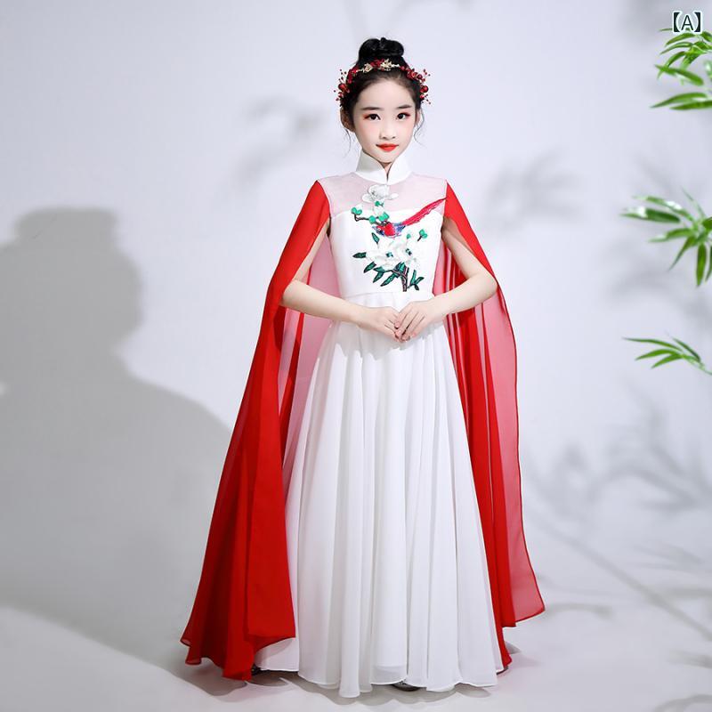 ドレス 女子 発表会 レトロ 衣装 古 筝 パフォーマンス 衣装 レディース スーパー フェアリー エレガン..