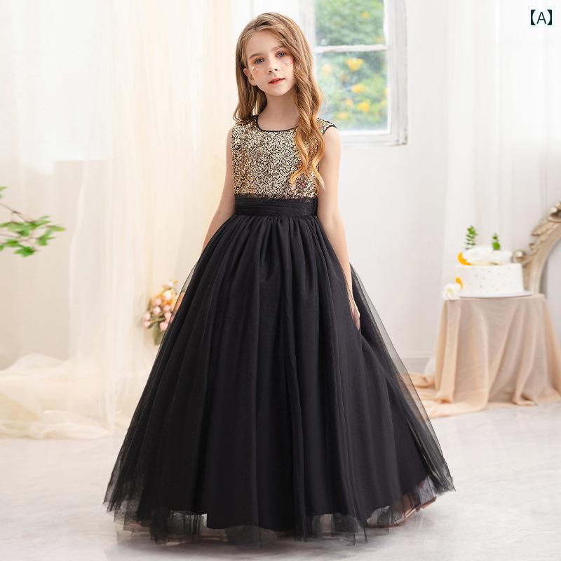 女子 ドレス かわいい 少女 ピアノ 発表会 演奏 イブニング ステージ パフォーマンス プリンセス ガーゼ スカート ガール