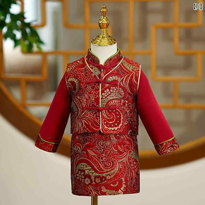 女子 ファッション ワンピース レトロ かわいい ドレス 唐 ベビー スクラッチ 服 チャイナ風 誕生日 パ..