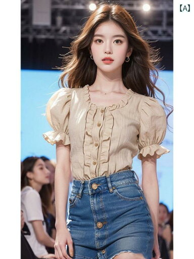 レディース ファッション エッジ パフスリーブ 半袖 シャツ 韓国 早春 ウェア 個性 個性 美しい シャツ トップスス レディース ファッション エッジ パフスリーブ 半袖 シャツ 韓国 早春 ウェア 個性 個性 美しい シャツ トップスス