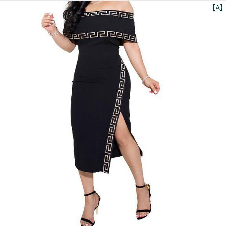 レディース ファッション 夏 魅惑 スカート 襟 スリット ヒップ ラップ ドレス