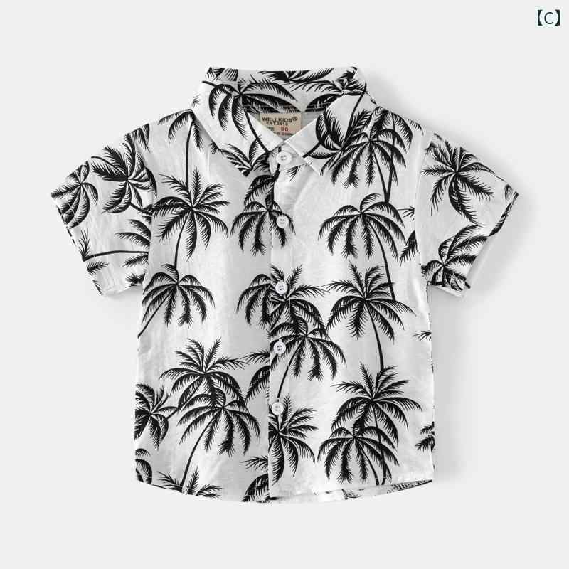 キッズ　ファッション アウトドア 旅行 休暇 男の子 ィ 抽象 シャツ カジュアル 男の子 海辺 夏 半袖