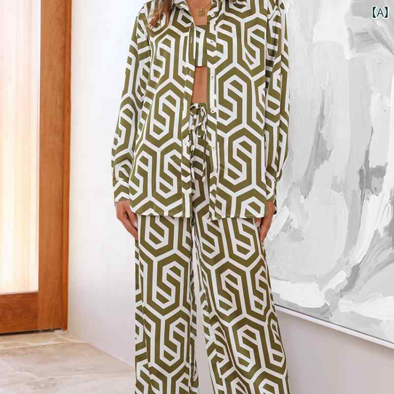 レディース ファッション 春 暖かい プリント 下着 長袖 ズボン ホームウェア