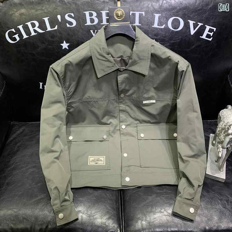 メンズ ファッション 刺繍 ロゴ ジャケット 春秋 トレンド スリム シンプル カジュアル 薄手 涼しい ジャケット