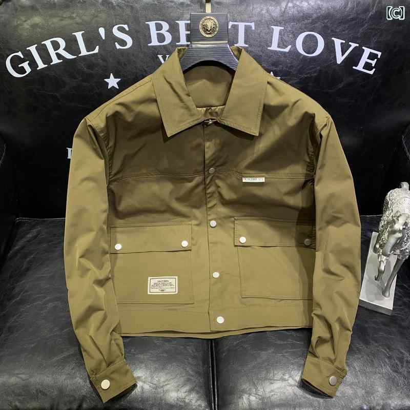 メンズ ファッション 刺繍 ロゴ ジャケット 春秋 トレンド スリム シンプル カジュアル 薄手 涼しい ジャケット