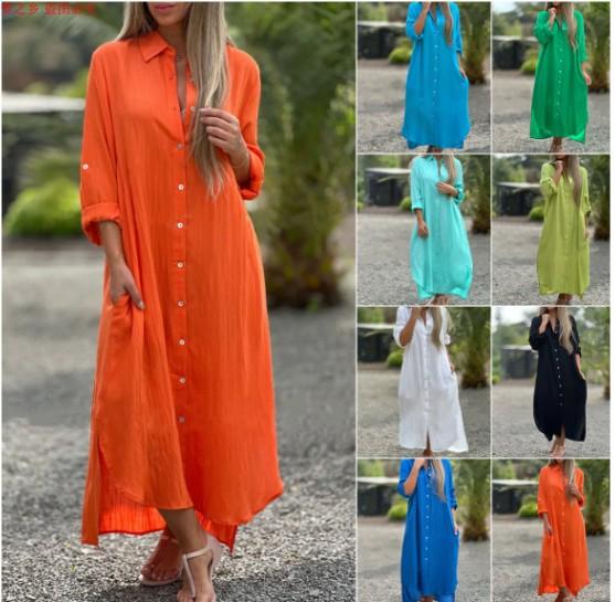 レディース ファッション 大きいサイズ コット リネ カーディガ ドレス 裙