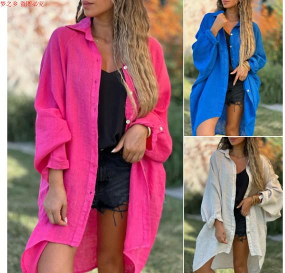 レディース ファッション 大きいサイズ コット リネ ブラウス カーディガ ドレス