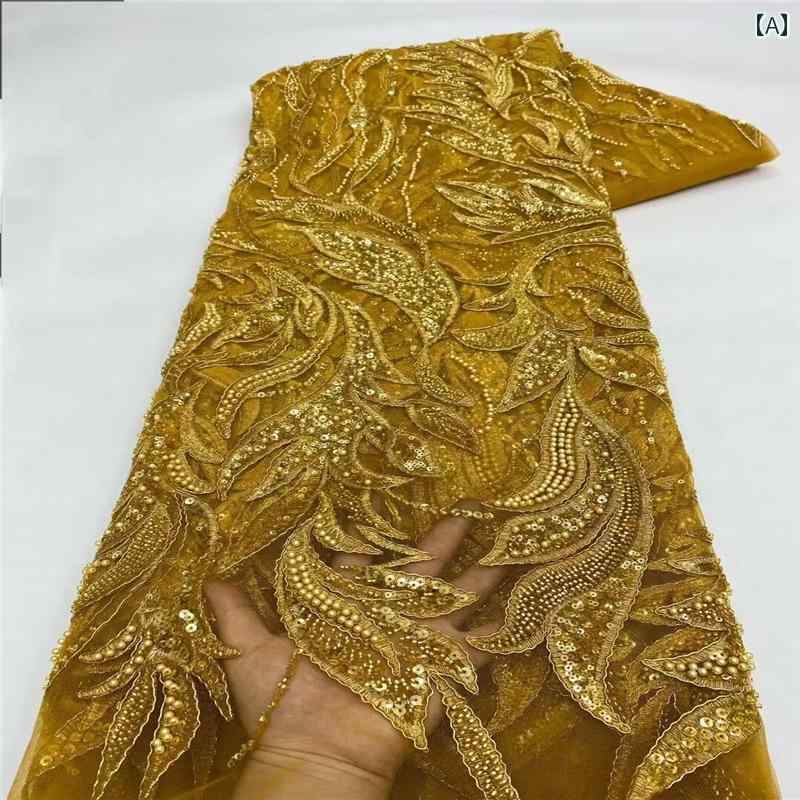 レース 生地 ゴールデビーズ チューブ 刺繍 ウェディングドレス ステージ パフォーマンス 衣装