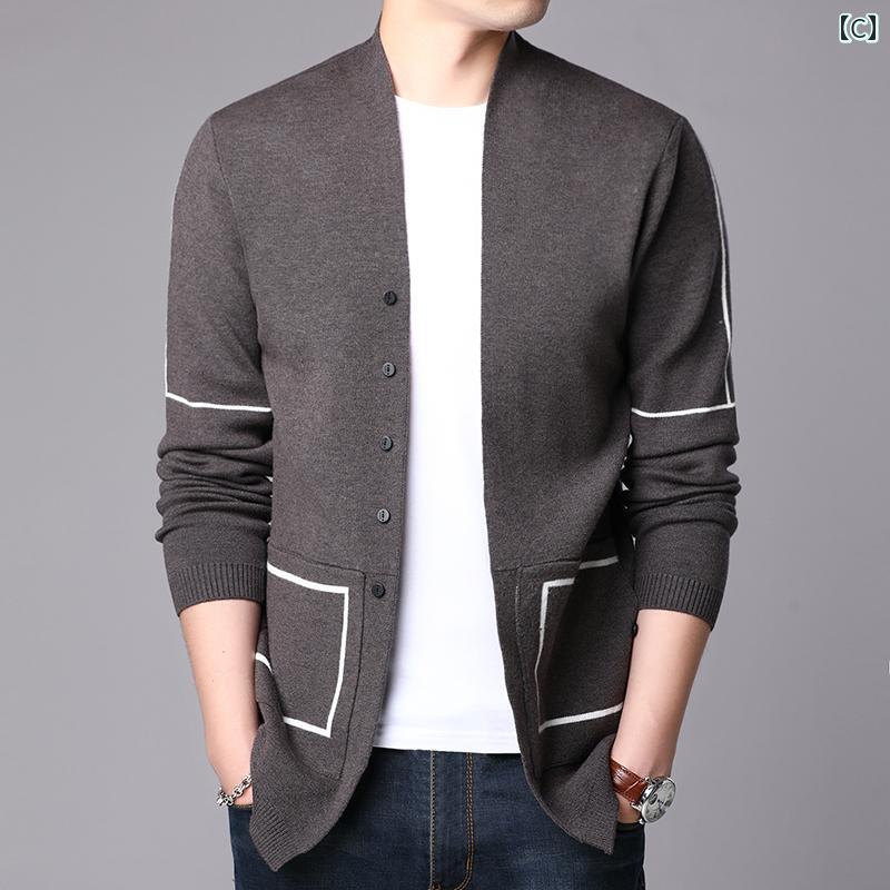 メンズ ファッション シンプル おしゃれ 春秋 ソフト ニット セーター 肌に 優しい カーディガン ホーム ジャケット 家庭 屋外 カジュアル 無地 薄手 涼しい ジャケット