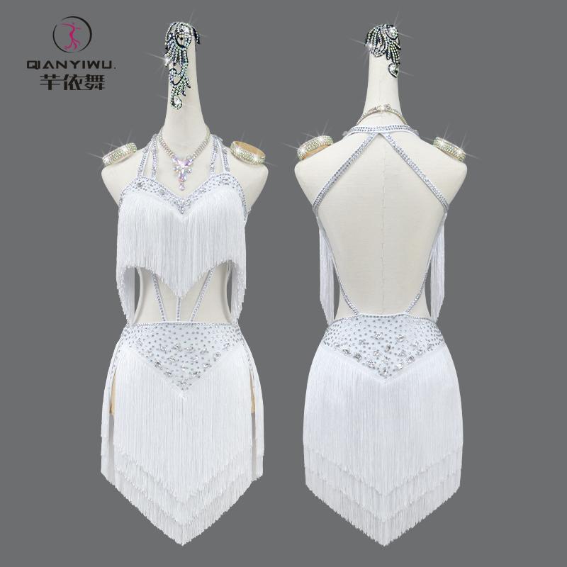 ラテン ダンス 衣装 レディース パフォーマンス 競技会 キッズ 女子 タッセル ドレス ソロ 上級